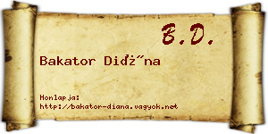Bakator Diána névjegykártya